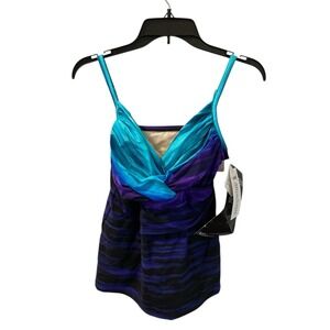 Miraclesuit Size 10 Tankini‎ Swim Top NWT Wireless Black Blue Tropical Padded